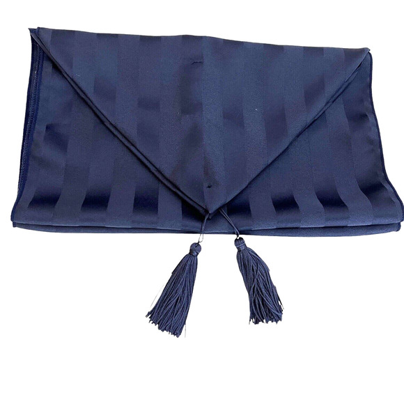 Tablecloth Round Navy Blue Polyester Stripe 70" Diameter & Table Runner Elegant - Picture 10 of 13